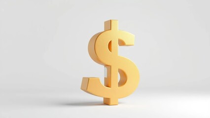 Golden Dollar Sign Symbol on White Background