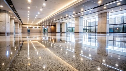 Obraz premium Smooth and unblemished granite floor reflecting ambient light, highlighting its pristine and clean appearance , granite