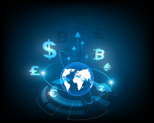 Currency exchange, money transfer, business, stock market