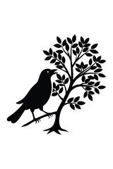 Elegant Bird Water Pot with Tree Silhouette Design - Nature-Inspired Garden Decor