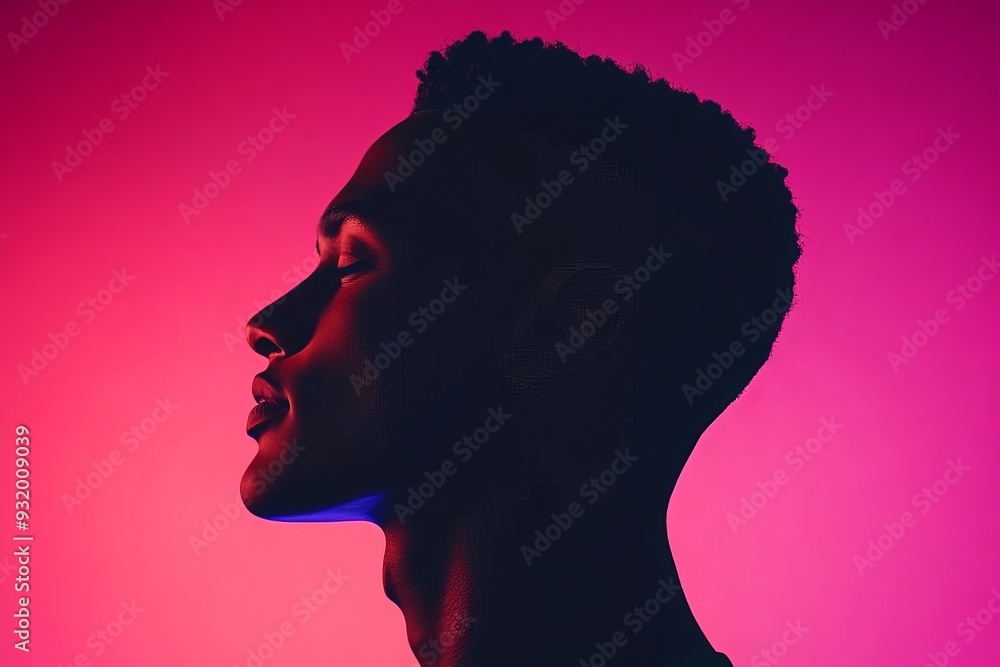 Aufkleber profile of a young man with a colorful gradient background symbolizing individuality creativity and 
