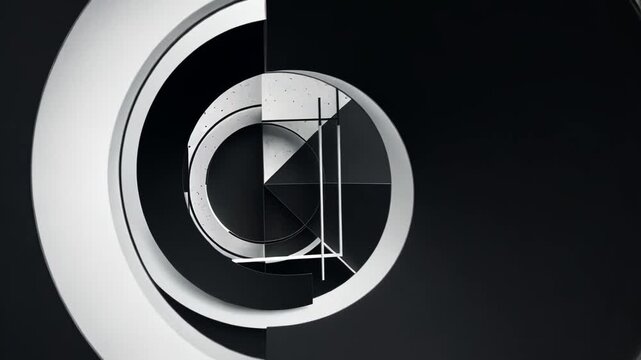 Abstract black and white vintage shapes with motion graphic animation