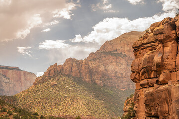 Hazy Sky Desert Rocks Magnificent Landscapes