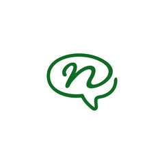 Bubble chat logo with N letter vector symbol.