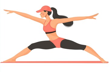 Fototapeta premium Woman Practicing Yoga in Warrior Pose