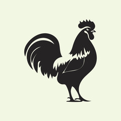 Black Rooster Silhouette Vector Illustration with Transparent Background