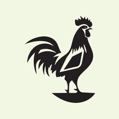 Black Rooster Silhouette Vector Illustration with Transparent Background