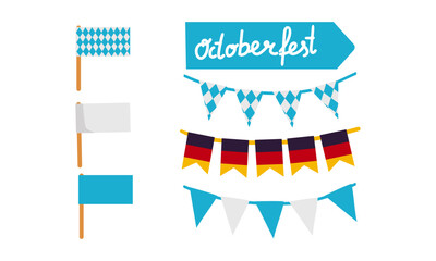 Octoberfest photo booth and design elements vector set , flags , carnival Bavarian elements