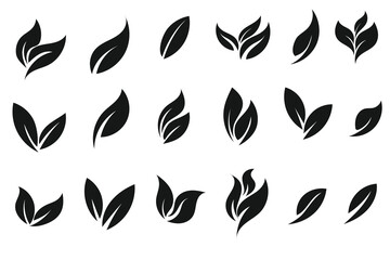 leaf symbol icon silhouette collection. Eco, bio, natural, vegan, etc icons