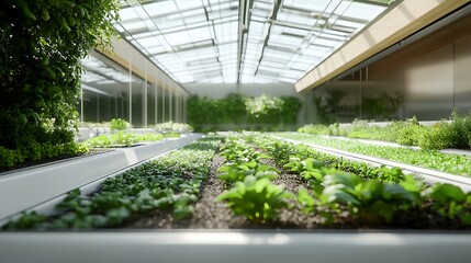 Obraz premium A high-tech agricultural facility with automated systems and digital crop monitoring