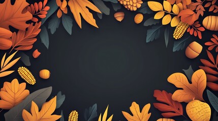Beautiful autumn leaves frame a dark background, perfect for seasonal designs and fall-themed projects.