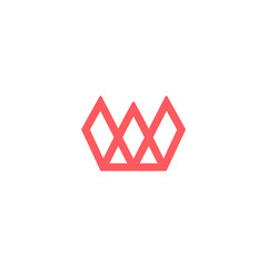 W logo crown design, line style template concept design. Vector illustrations