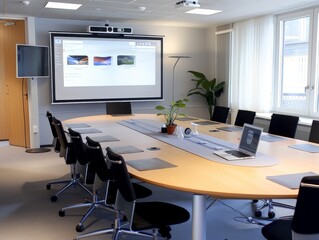 Fototapeta premium Empty office interior with chairs and a table, perfect for meeting or work