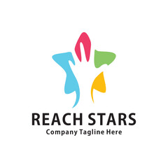 Child hand logo design with star depicting reaching a dream, Education logo designs