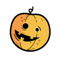 Cute pumpkin halloween lantern- vector icon