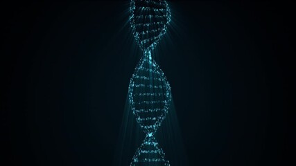 DNA strand symbol animation from glowing binary code symbols on black background, 4k abstract science tech animated template - Powered by Adobe