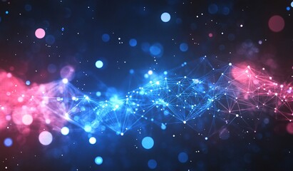 Fototapeta premium Abstract Network Connections Background with Vibrant Blue and Pink Nodes
