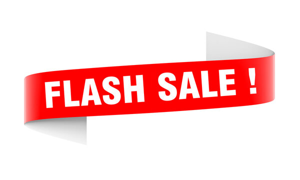 Bold red flash sale banner with white text on transparent background