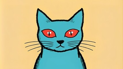 Obraz premium Blue Cat with Red Eyes