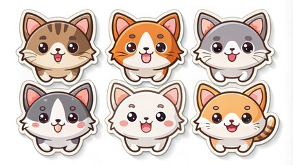 Cute Cartoon Cat Stickers Set