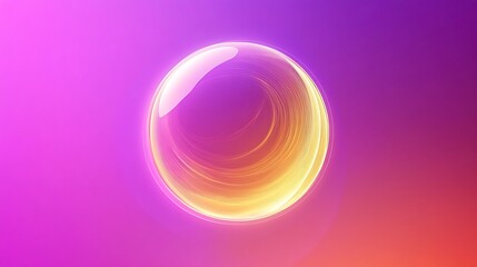 Obraz premium Mystical Golden Sphere on Gradient Purple and Fuchsia Background