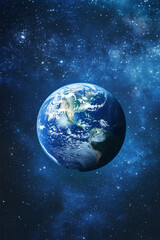 Obraz premium Planet Earth Floating in Starry Universe