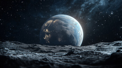 Earthrise from the Moon's Surface