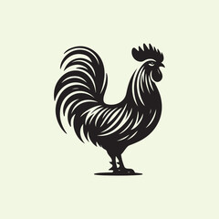 Black Rooster Silhouette Vector Illustration with Transparent Background