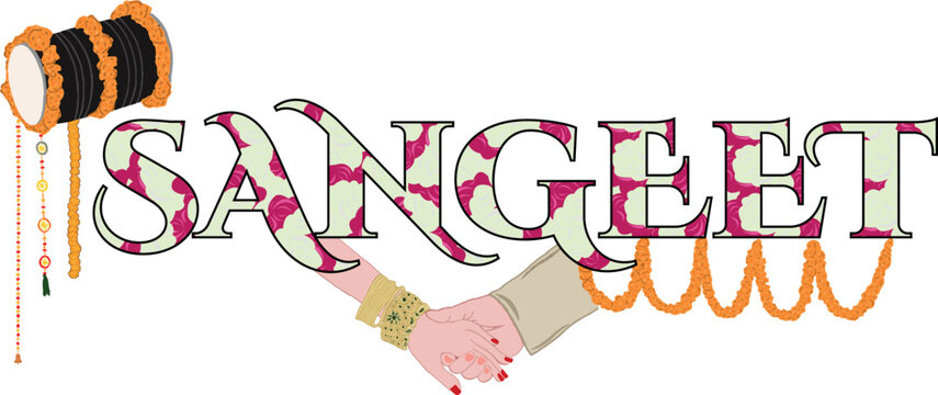 Sangeet hindu Wedding Sign Welcome Board containing marriage decoratives