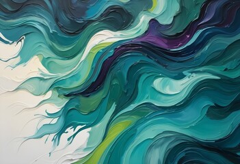 Obraz premium Dynamic Blue and Green Oil Paint Texture with Bold Brushstrokes and Rich Depth