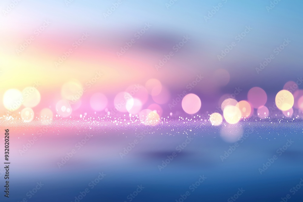 Poster a dreamy abstract background with soft bokeh lights in pastel colors, perfect for creating a serene 