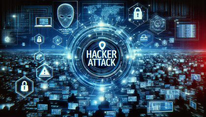 Obraz premium Digital image depicting a cybersecurity alert with the text 