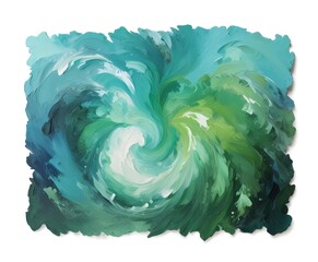 Obraz premium Dynamic Green and White Oil Paint Texture with Bold Brushstrokes and Rich Depth. Splash Style.