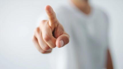 Close-up of Hand Pointing Finger Forward. Generative ai