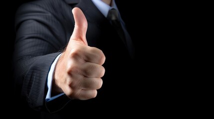 Thumbs Up Gesture by Businessman in Suit. Generative ai