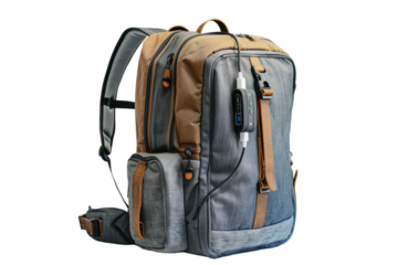 Backpack with USB charging port Isolated On Transparent Background