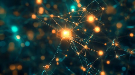 An abstract interpretation of AI as a glowing, evolving network of data points, symbolizing the continuous learning and adaptation of artificial intelligence in a digital space