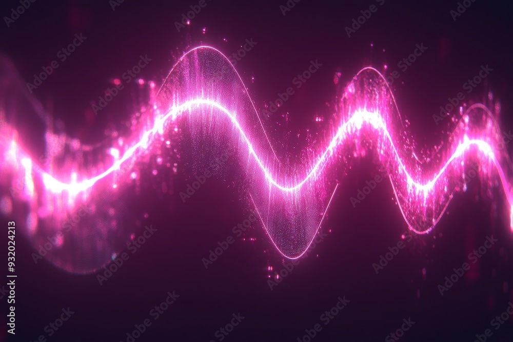 Poster futuristic and abstract image of a glowing pink energy wave symbolizing the flow of information digi