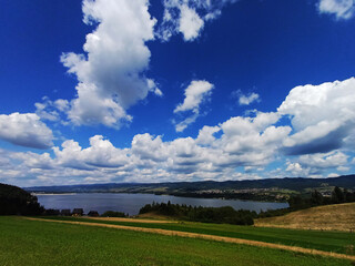 mountain panorama with lake