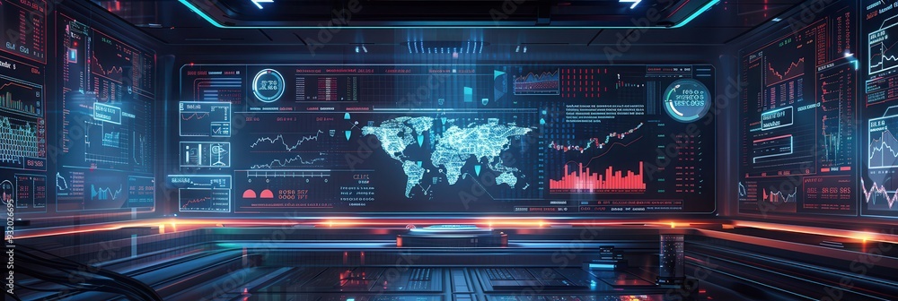 Poster A digital cryptocurrency exchange interface displays multiple coins, market values, and analytics, creating an engaging trading atmosphere. Generative AI