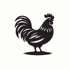 Black Rooster Silhouette Vector Illustration with Transparent Background