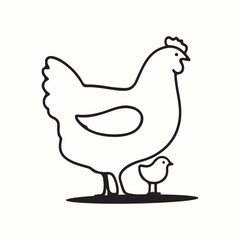 Black Rooster Silhouette Vector Illustration with Transparent Background