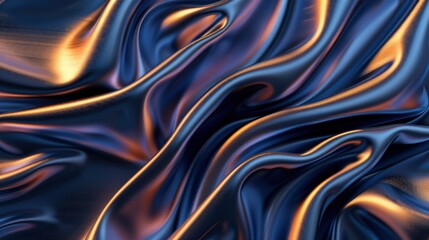 Fototapeta premium Abstract Blue and Gold Silk Drape