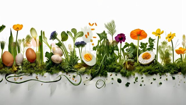 easter eggs and flowers