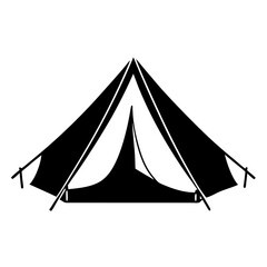 camping tent silhouette vector illustration. Camper trailer icon. Vector illustration isolated on white background