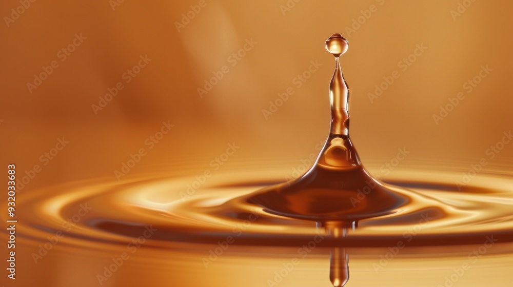 Poster a mesmerizing drop of oil drips and melts, forming unique abstract shapes in rich topaz hues against