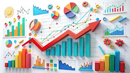 Colorful infographic diagram with a red pointer arrow highlighting a key statistic, surrounded by vibrant charts, graphs, and illustrations on a white background.