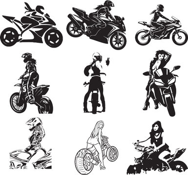 Motorcycle or Lady Biker vector art