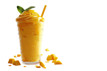 Mouth-watering Mango Lassi Isolated On Transparent Background