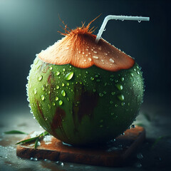 An avocado covered in droplets of water, creating a glistening effect on its skin